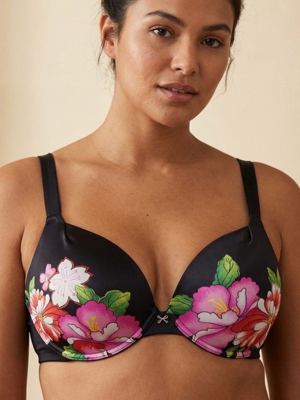 Victoria's Secret floral plunge push-up bra black 34DD